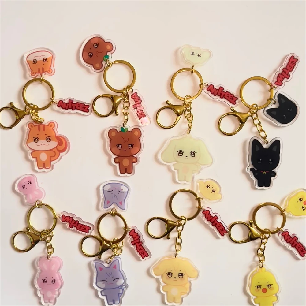 8pcs Ateez Aniteez Keychains Keyring Acrylic Quality Pendant Cute Keychain Hongjoong Seonghwa Yunho Yeosang San Mingi Wooyoung