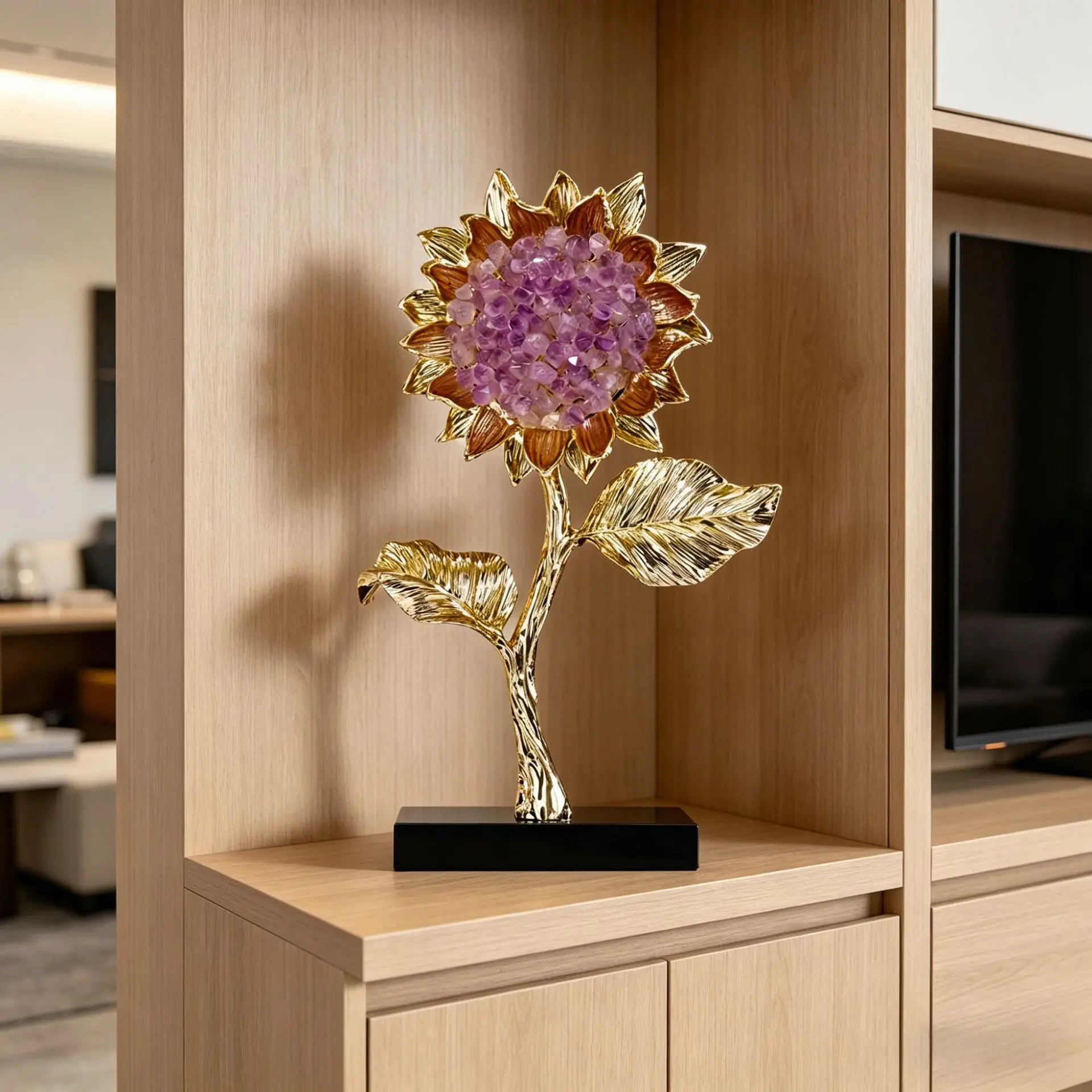Light Luxury Amethyst Sunflower Sunflower Living Room TV Cabinet Decoration High-end Sense Housewarming High-end Ornament