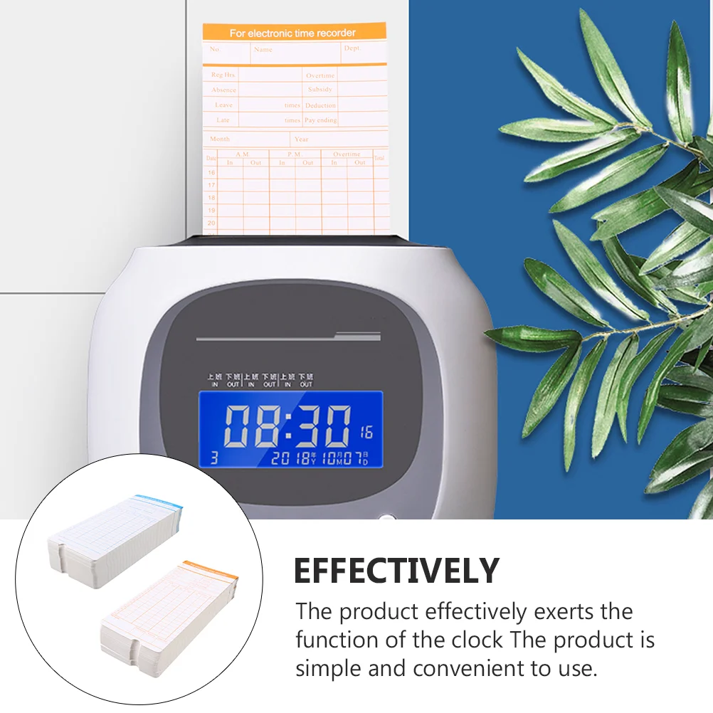 200 Sheets Office Clock English Attendance Card Time Recording Cards Recorder Punching Accessories Commuting Paper