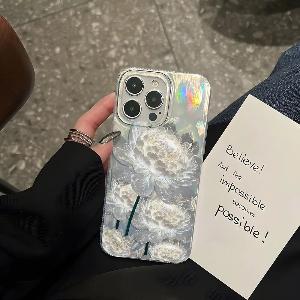 

Advanced sense of the other side flower is suitable for iPhone17 mobile phone case Apple 17/17promax laser 14/13 large hole 15