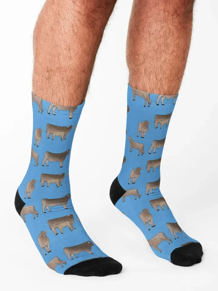 Calcetines marrones con patrón de vacas suizas, medias deportivas térmicas para hombre, calcetines Crossfit tobilleros de invierno para mujer y hombre