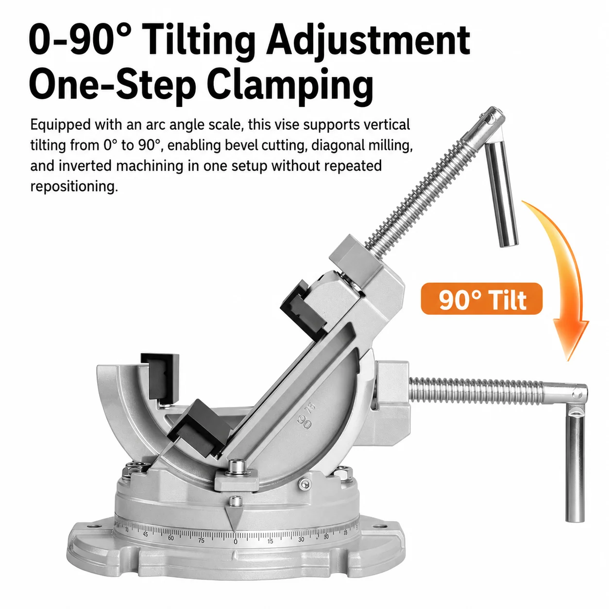 Tiltable Swivel Precision Vise 360° Rotating Flat Jaw Clamp Adjustable Angle X-Y Cross Slide Worktable for Mill Drilling Machine