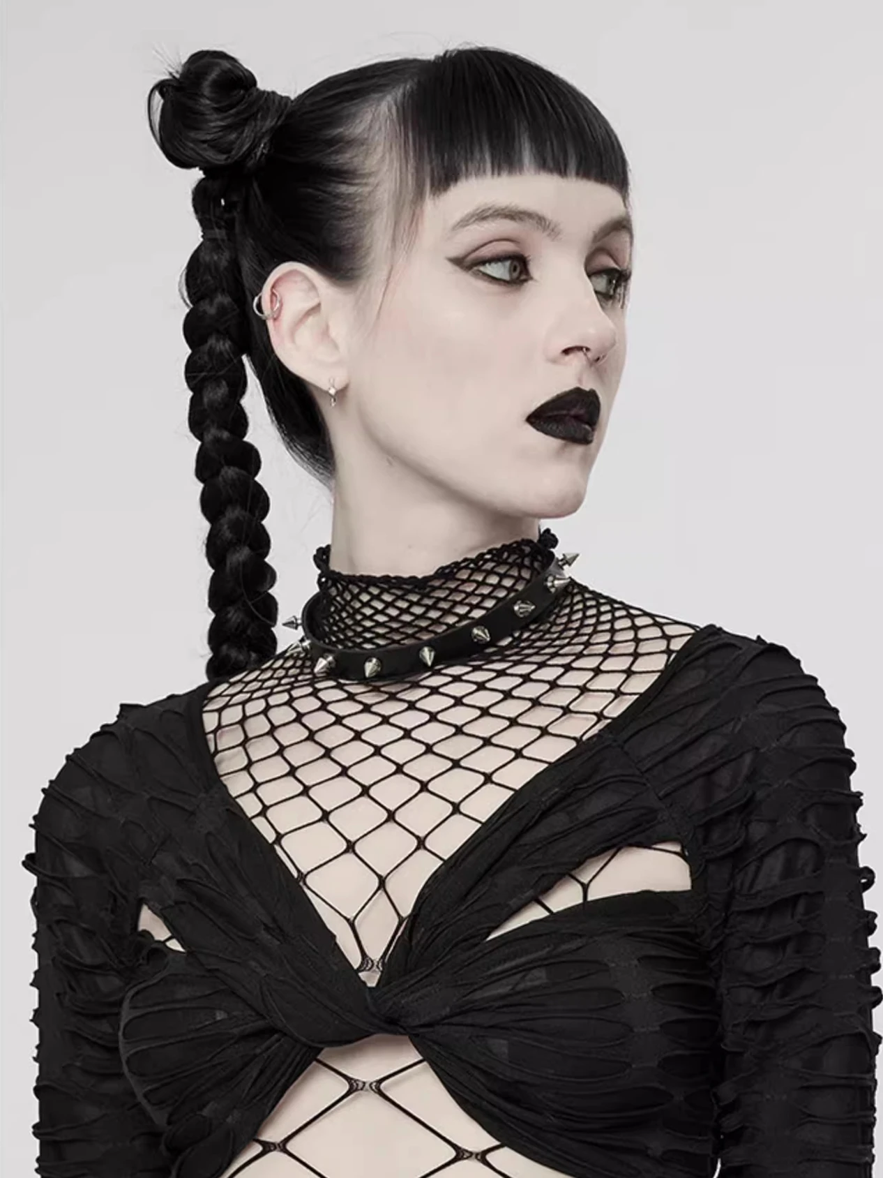 Hollow Out Black Sexy Bodysuits Fishnet Clubwear Long Sleeves Outfits Fashion Slim Chic Summer Y2K Clothes Basic Tights