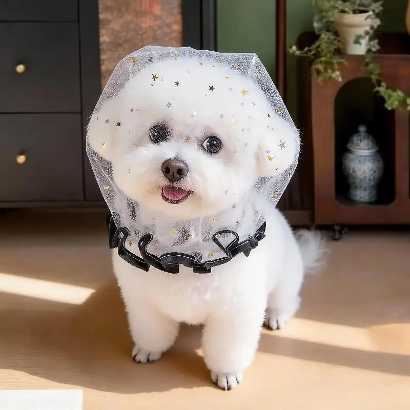 Breathable Pet Protective Mask Comfort Polyester Anti-Bite Head Cover Adjustable Anti-Mosquito Headgear Random Eating Prevention