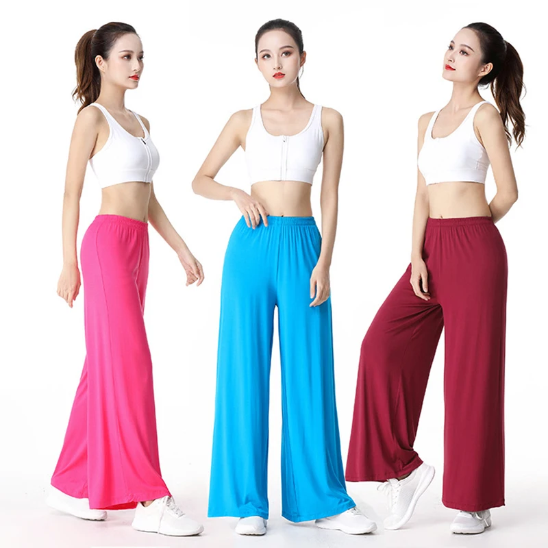 Women Summer Casual Loose Yoga Pants Elastic Lady Wide Leg Pants Bloomers Gym Workout Fitness Sport Dance Harem Pants