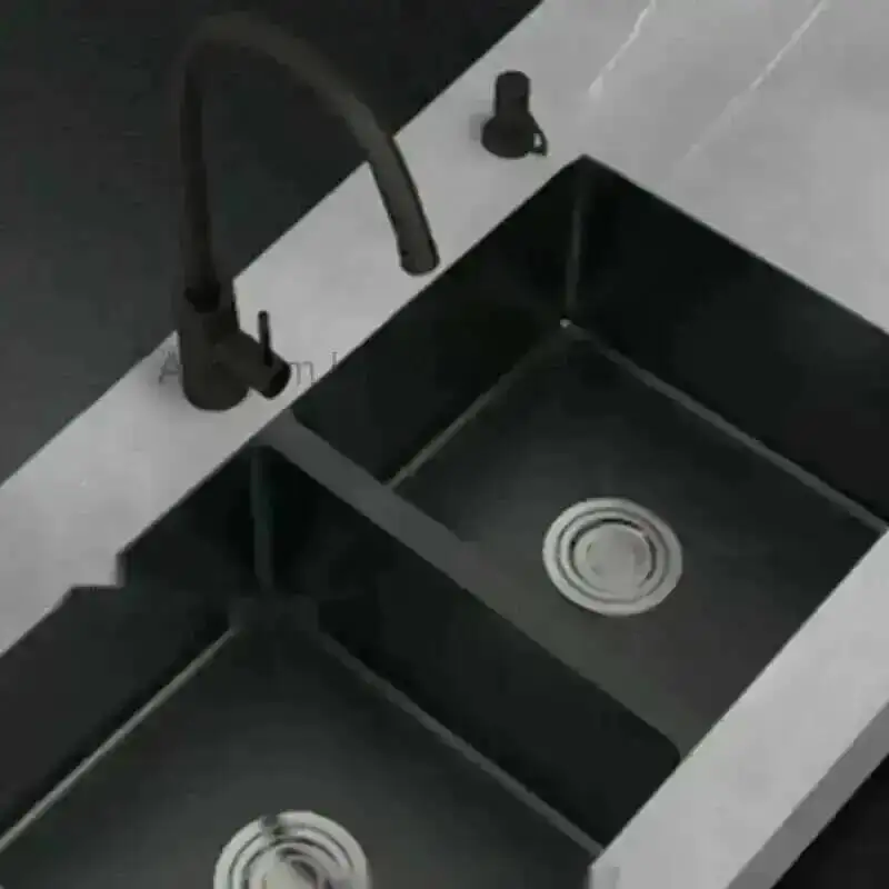 

Steel Stainles Sink Kitchen for 304 Modern Counter Basin Black Nano Double Slot Creative High Capacity Undermount Kitchen Sinks