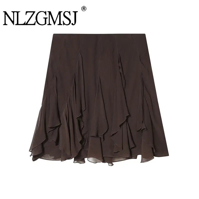 NLZGMSJ Women Skirts 2026 Spring Summer Ruffles Pleated Extreme Short Skirt Female Jupe Y2K