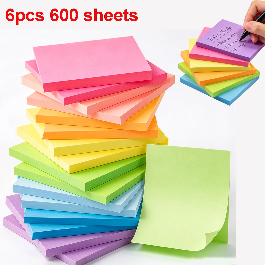 Russian Note Pad 6 Color Notepad Index Sticky Notes Kawaii Stationery Supplies Note ...