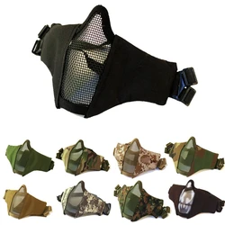 Adjustable Military Tactical Protective Mesh Half Face Mask Tactical Lower Face Protective Mask for Hunting Paintball CS