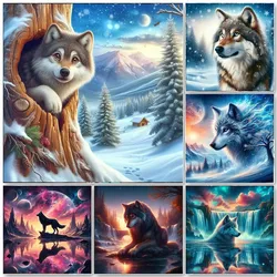 5D DIY Full Round Square Drill Diamond Painting Snow Mountain Cute Planet Wolf Cross Stitch Kit Mosaic Diamond Embroidery