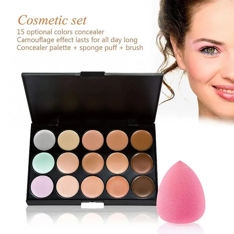 Palette de Correcteur de Fond de Teint, Couverture Complète, Crème Correctrice, 15 Couleurs