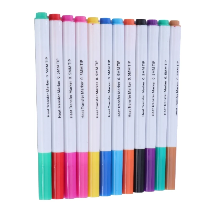 OFBK 12 Colors Heat Transfer Markers 0.5mm/1mm/2.0mm Transfer Markers Sublimation Markers for DIY T-Shirts Crafts