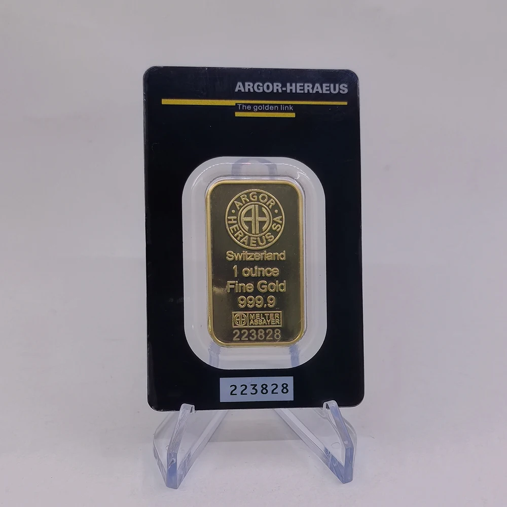 Switzerland Gold Plated Bullion Ingots 1oz/2.5g/5g/10g/15.5g/20g/50g/100g Non-magnetic Gold Bar Copper Medal Commemorative Gifts