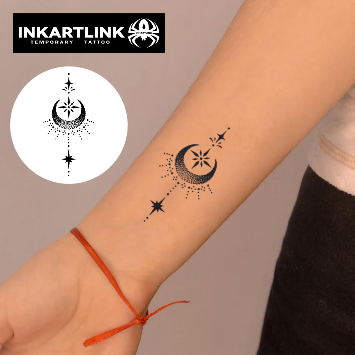 The stars and the moon shine Temporary Tattoo,Lasts To 15 Days New Technology Magic Waterproof Semi Permanent Sticker.