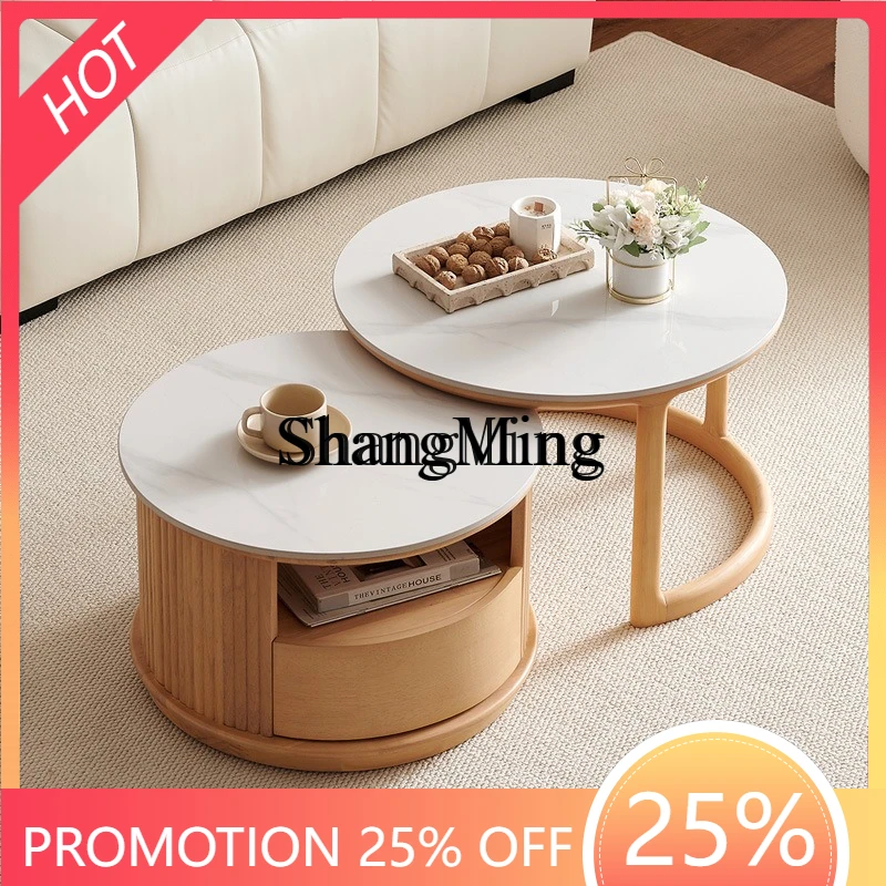 

Новый выдвижной приставной столик SM для небольшой квартиры, простой, из массива дерева, с каменной столешницей