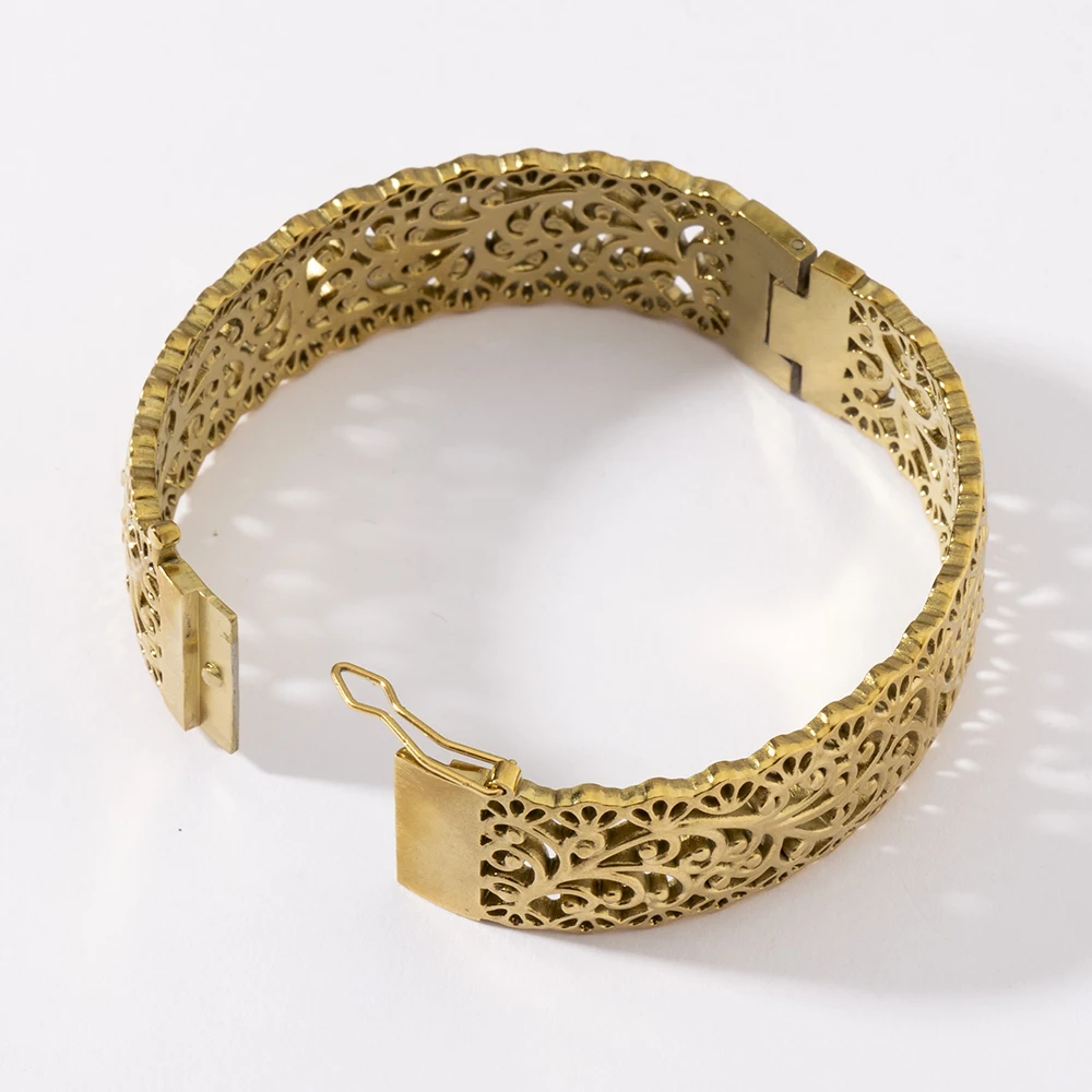 LUIZADA Vintage vergoldetes Armband für Frauen, Edelstahl, Luxus-Armreif für afrikanische Hochzeit, neue exquisite Braut, Verlobung – Detail 2