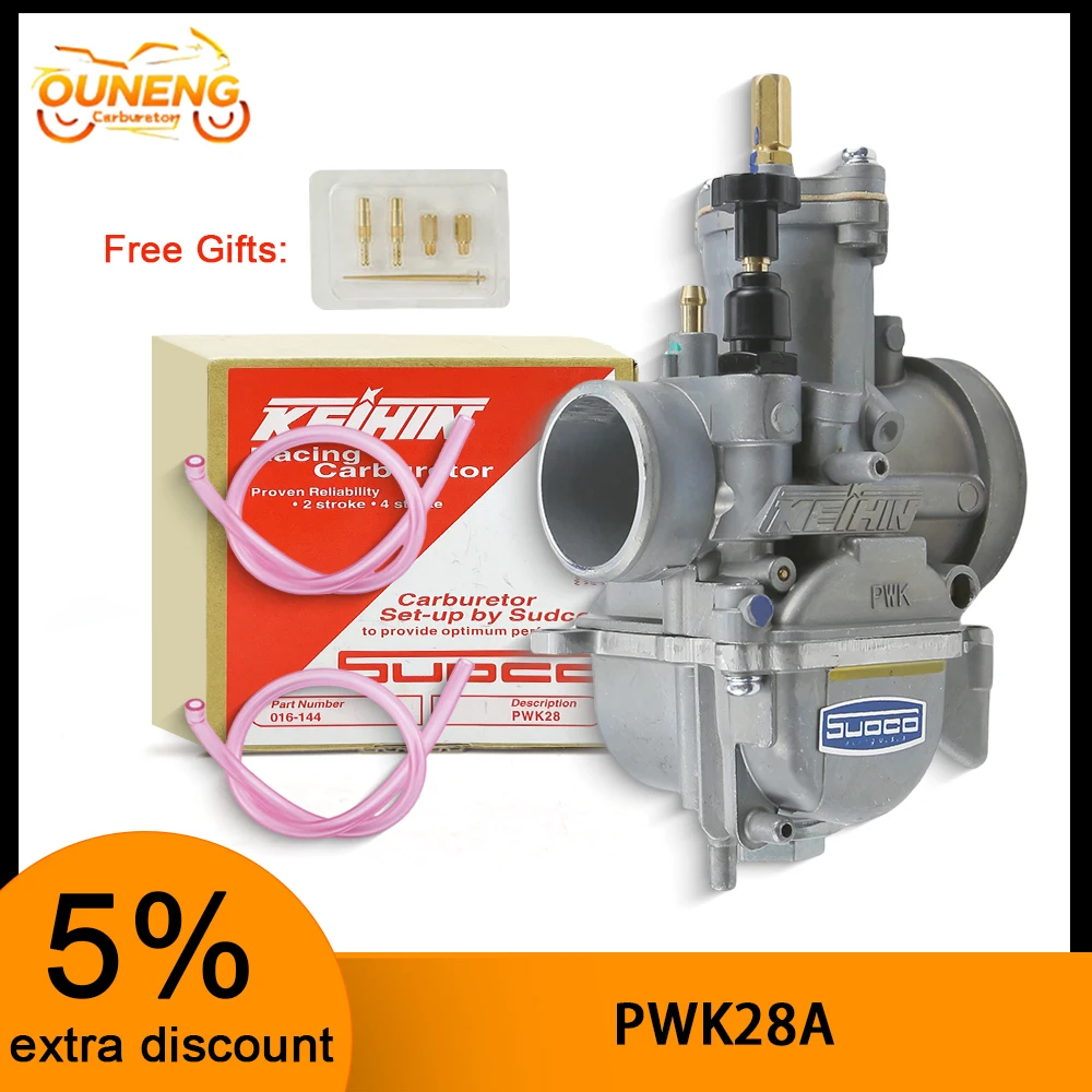 Motorcycle Carburetor With Power Jet For Keihin PWK 28mm PWK28 2T 4T Scooter ATV Dirt Bike Enduro Motocross Accesso Flat Curtain