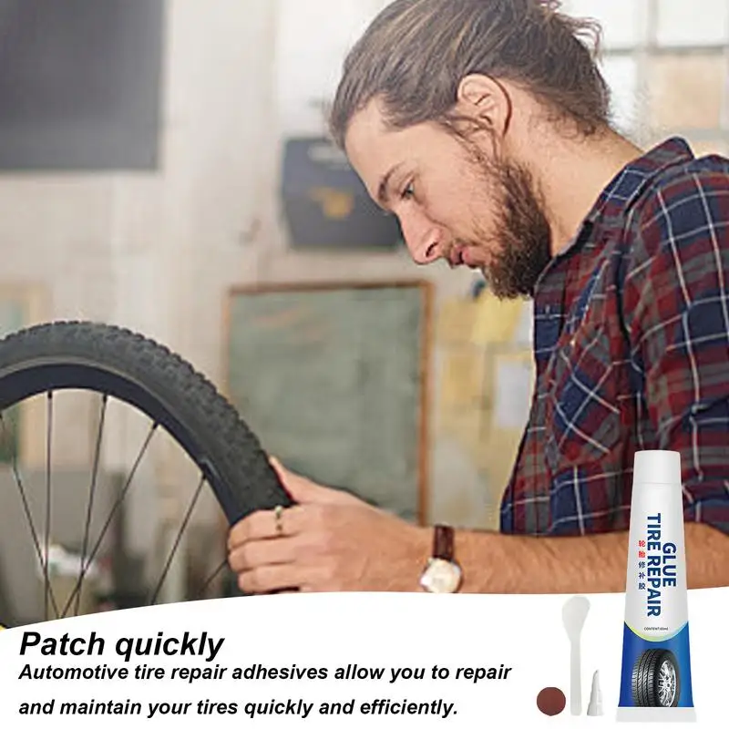 Tire Repair Adhesive Glue 2.02oz Waterproof Tire Scratch Repair Kit Impact-resistant Auto Tire Bonding Glue Sealer Hole Filling