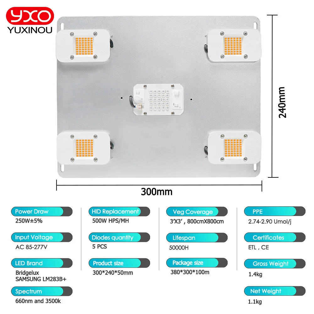 Samsung Quantum 300W LED büyümek ışık LM283B + fito lamba ile UV kırmızı On/Off anahtarı sera hidroponik bitki büyüme aydınlatma için