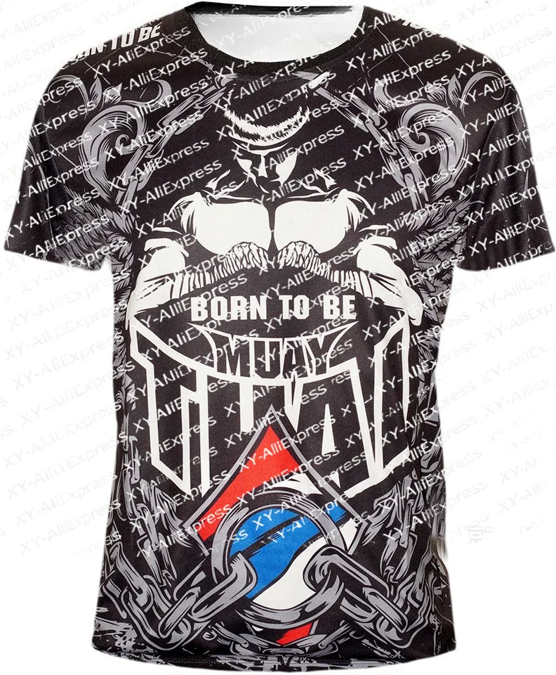 Muay Thai Sport Poster Jersey. Dark Textured Sport Base, Warrior Portrait with Chain Detail, Tough Authentic Sport Texture.