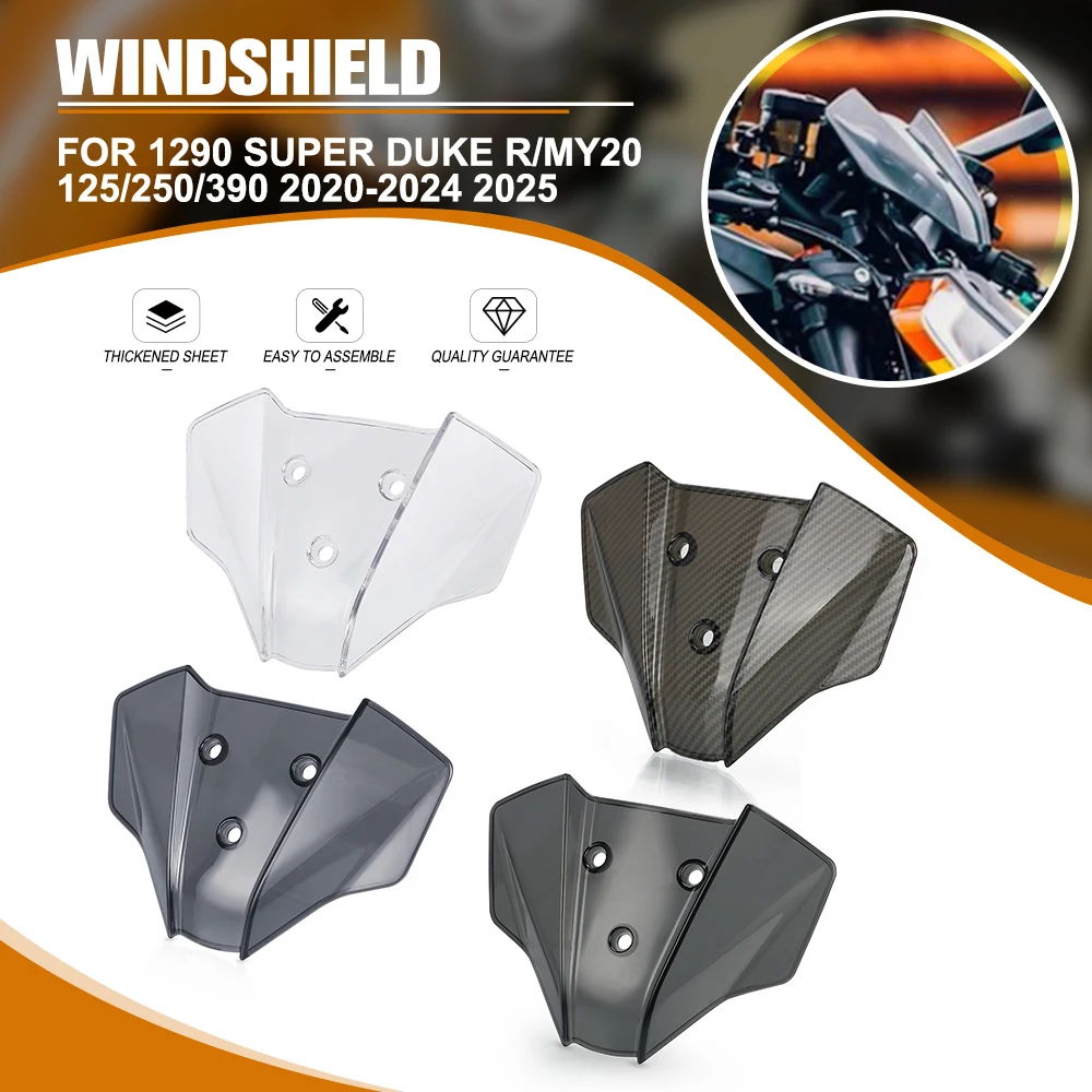 

Motorcycle Windshield Flyscreen For 1290 Super Duke R/MY20 Duke 125/250/390 2020-2024 2025 Wind Screen Deflector Cover Protector