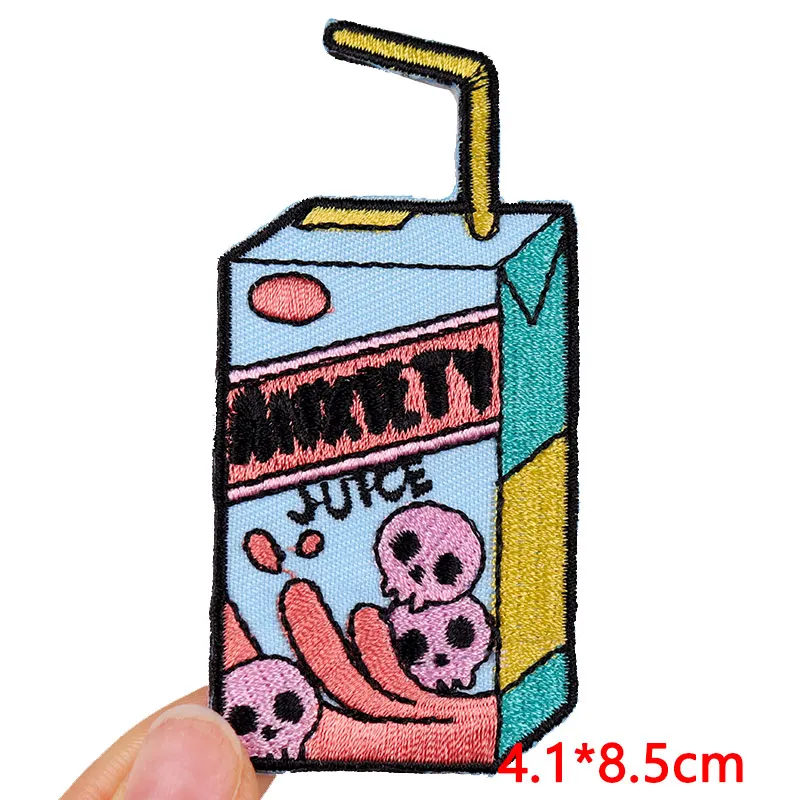 Getränke flaschen/Tasse Stickerei Patch Cartoon Patch gestickte Patches auf Kleidung Bügeleisen auf Patches für Kleidung DIY Näh aufkleber – Detail 7