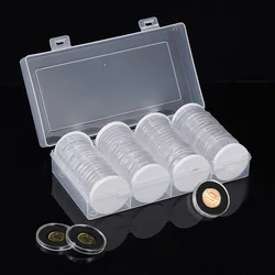 60Pcs 40MM Coin Capsules Round Plastic Coin Collection Box Coin Storage Box Collected Commemorative Coin Protection Box