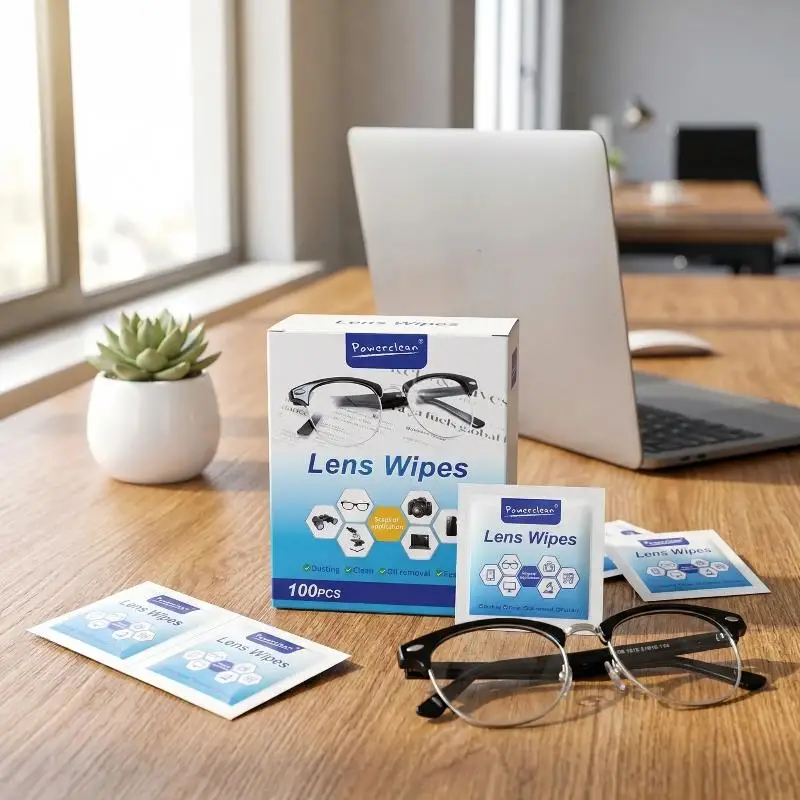 100pcs Glasses Cleaning Lens Wipes Sunglasses Mobile Phone Screen Wipes Pre-Moistened Individually Wrapped No Scratches Stripes