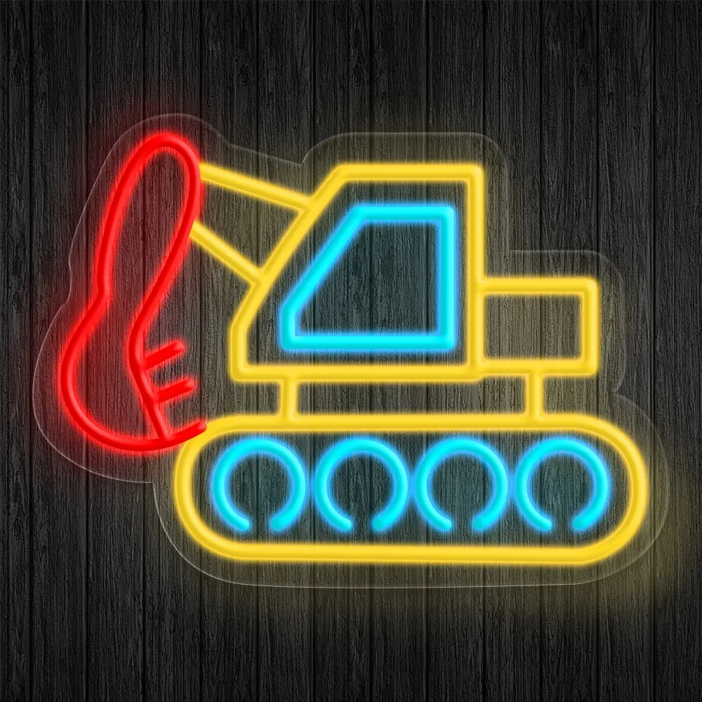 

Bright Excavator Neon Sign for Kids Bedroom Room Man Cave Decor Dimmable LED Night Light with Vivid Colors Educational Toy Gift