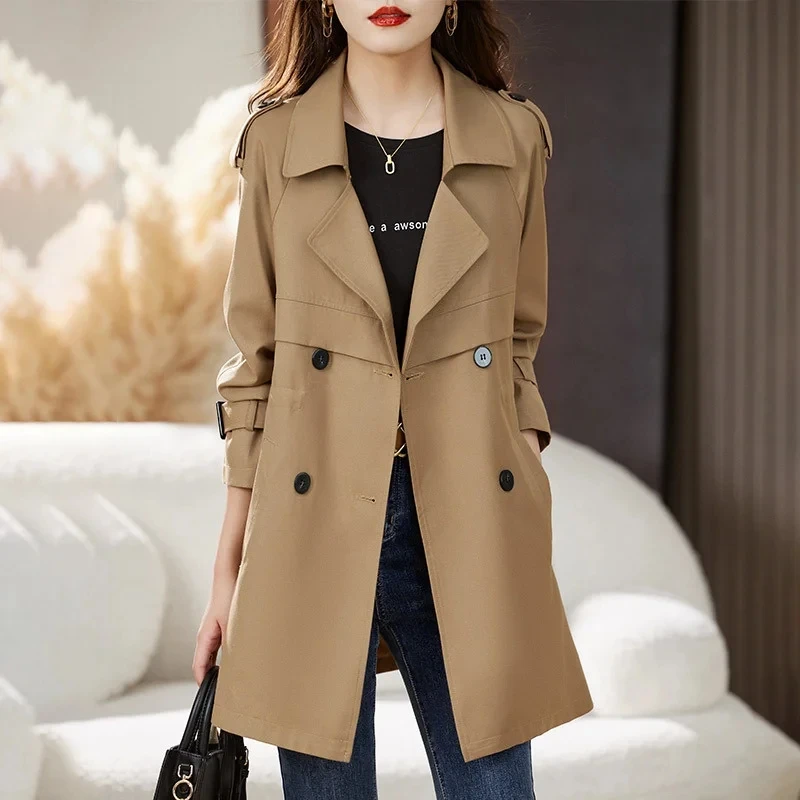 

2024 Spring Autumn New Korean Trench Coat Woman Fashion Casual Loose Double breasted Buckle Overcoat Women Windbreaker Outerwea