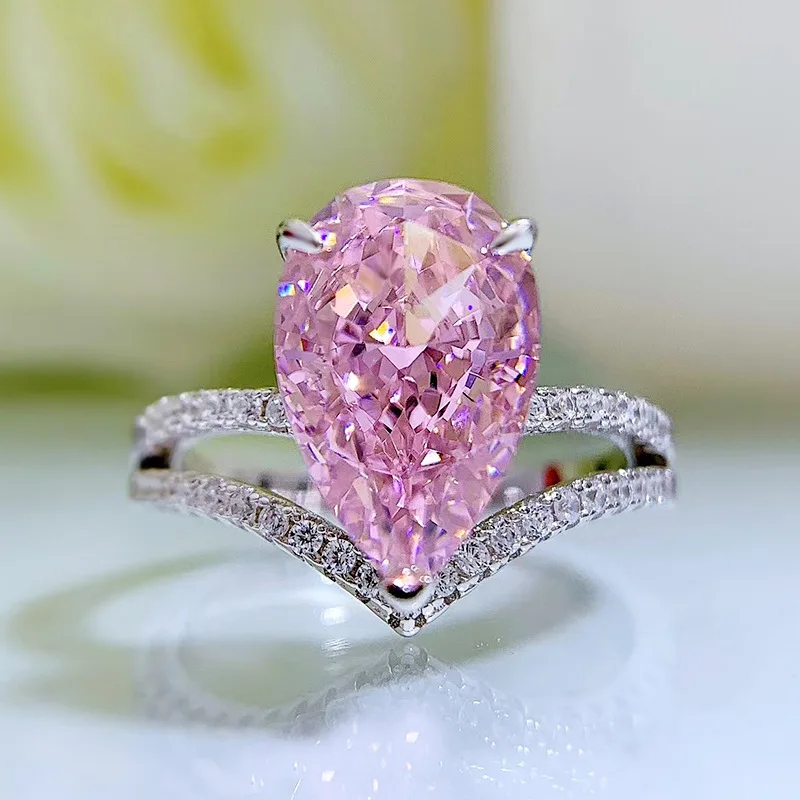 Xiaoyan's new 100% S925 silver high carbon diamond ring 8 * 12 ice flower cut engagement large diamond ring exquisite jewelry