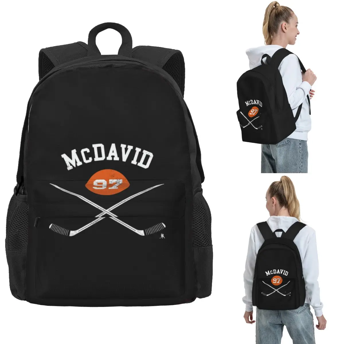Connor McDavid 97 For Edmonton Oilers Fans Backpack Hot Sale Daypack Large Capacity Boys Girls BookBag School Bag