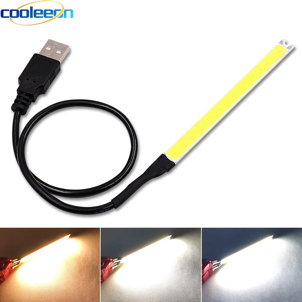 100x8mm 3V 3.7V 5V COB świecący czip LED 2W ciepły zimny biały kolor z wtyczką USB AA przycisk opakowanie na baterie ściemniania pasek LED żarówka