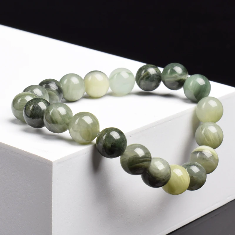 Authentic Natural Stone Bracelet Original Green Natural Stones Beads Bracelets Hand Women Men Real Agates Jasper Elastic Jewelry