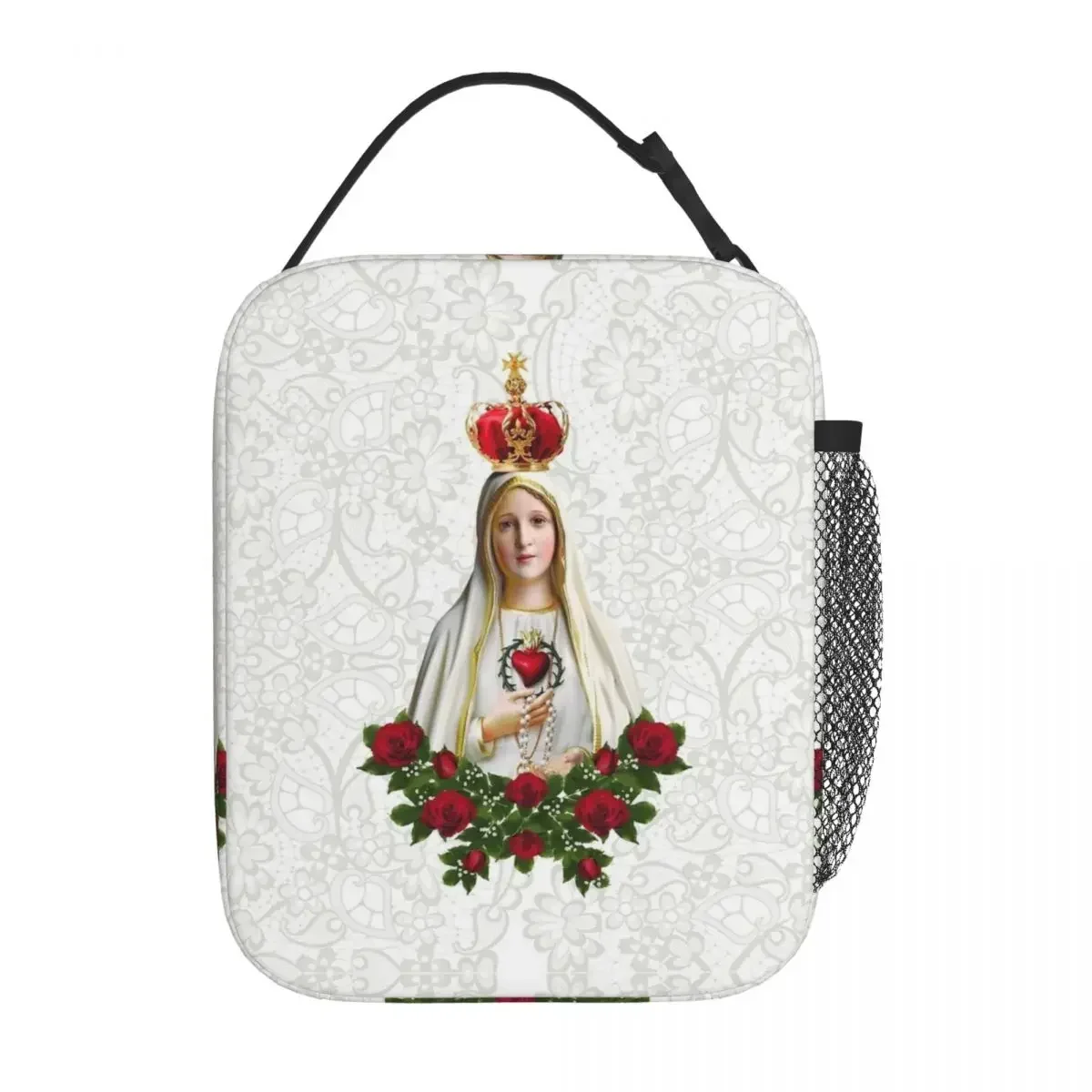 

Our Lady Of Fatima Virgin Mary Lunch Bag for Work Rosary Catholic Portable Food Bag Container Cooler Thermal Lunch Boxes