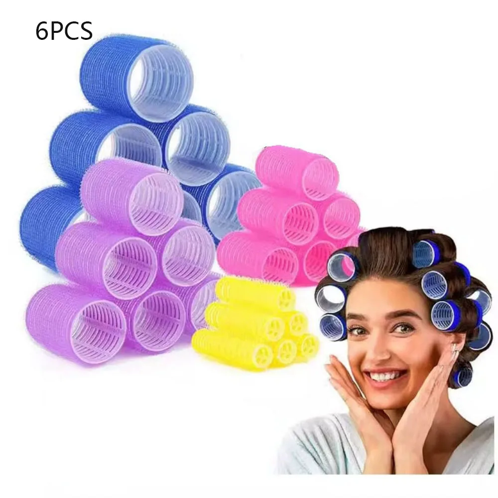 DIY Hair Curler Styling Tools 6pcs Self-Grip Hair Rollers Heatless Hair Curler No Heat Hair Bangs Volume Self-adhesive Hook&Loop view 2