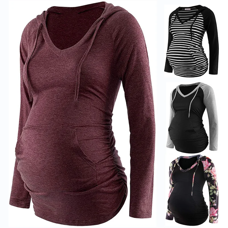 

Large Size Maternity Clothes Breastfeeding Tops Spring Autumn Long Sleeve Pregnancy Loose Pregnant Women Shirts Nursing T-shirt