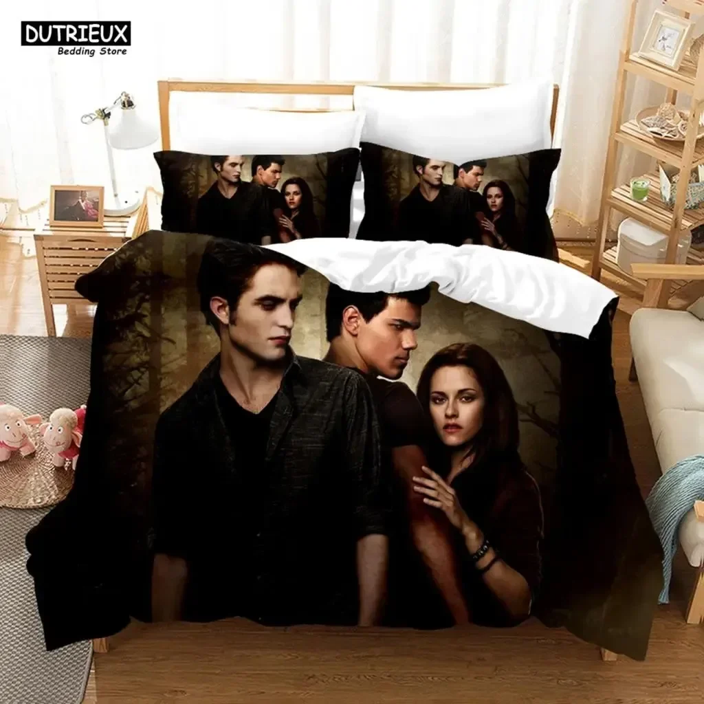 

Twilight Series Duvet Cover Set And Pillowcases Vampire Hot Movies Single King Fashion 3D Bedding Set For Adults Bed Linen