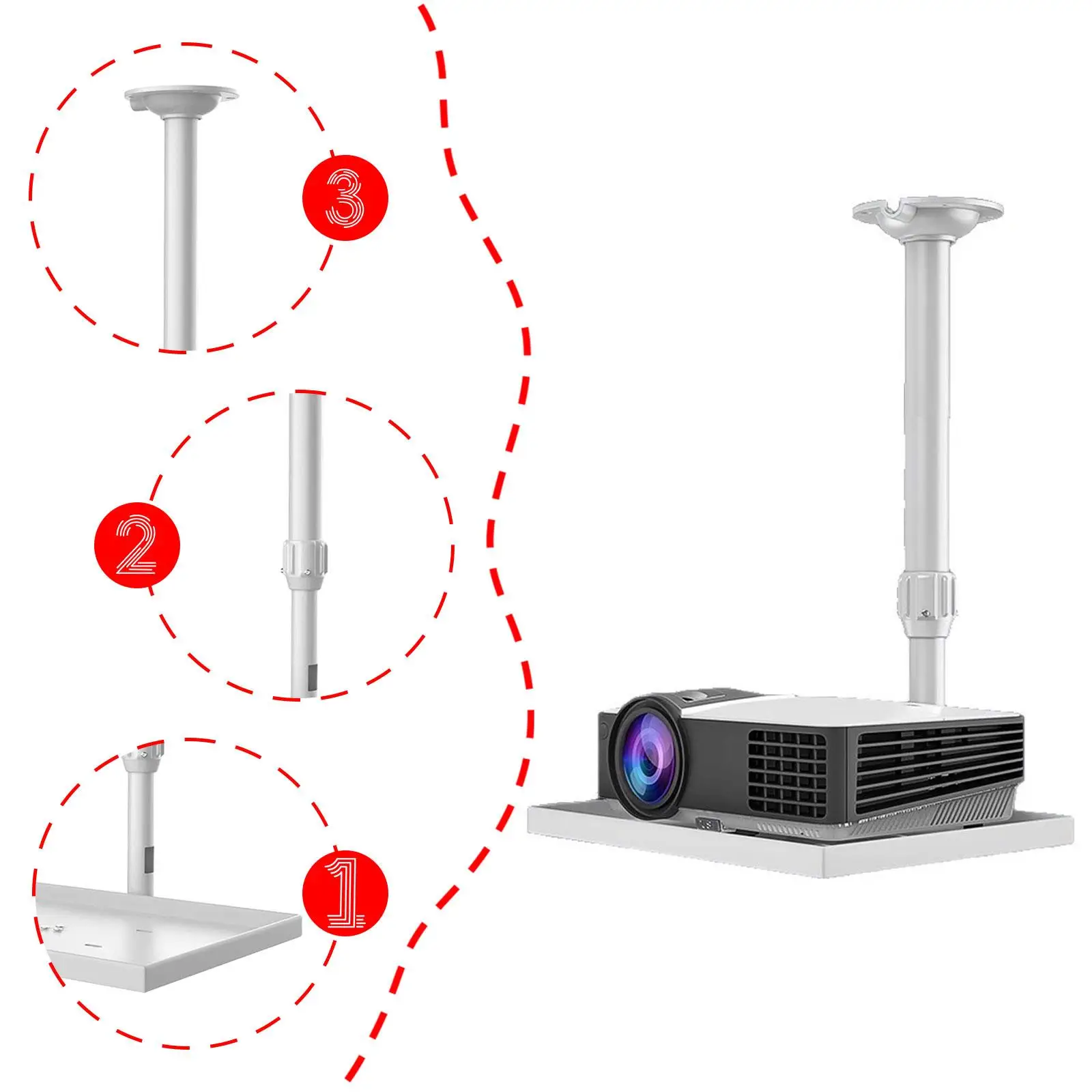 オフィス会議室用トレイ拡張アーム付きプロジェクター天井マウント