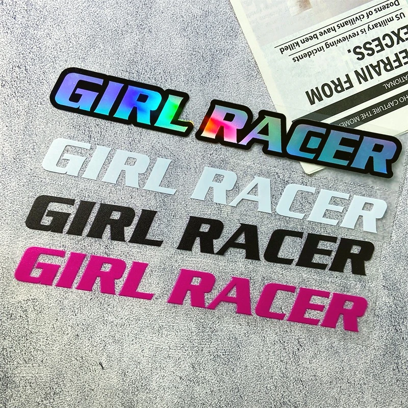 Girl Racer Vinyl Stickers 2Pcs Waterproof Decals For Car Window Motorcycle Helmet Auto Body Ornament