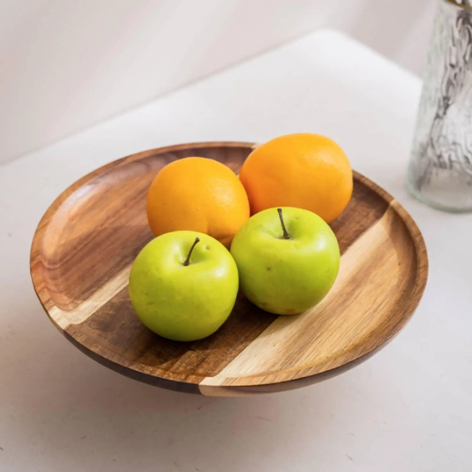 Acacia Wood Fruit Stands Versatile footed Wood Cake Plate Multifunctional Pedestal Cake Stand for Afternoon Tea, Parties,