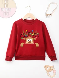 Cute Christmas Reindeer Baby Clothes 2-14 Years Boy Girl Sweatshirt Fashion Kawaii Harajuku Xmas Vibe Kids Hoodie Cheap Hot Sale