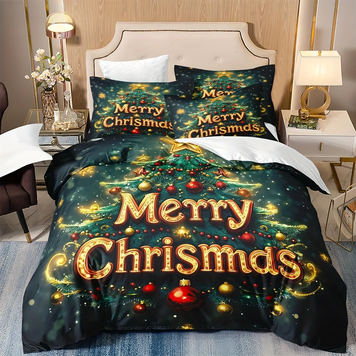 MERRY Christmas Bedding Set 3D Printed Duvet Cover Set Soft Single Double Size Bed Set 2026 Christmas Gift Bed Home Decorations