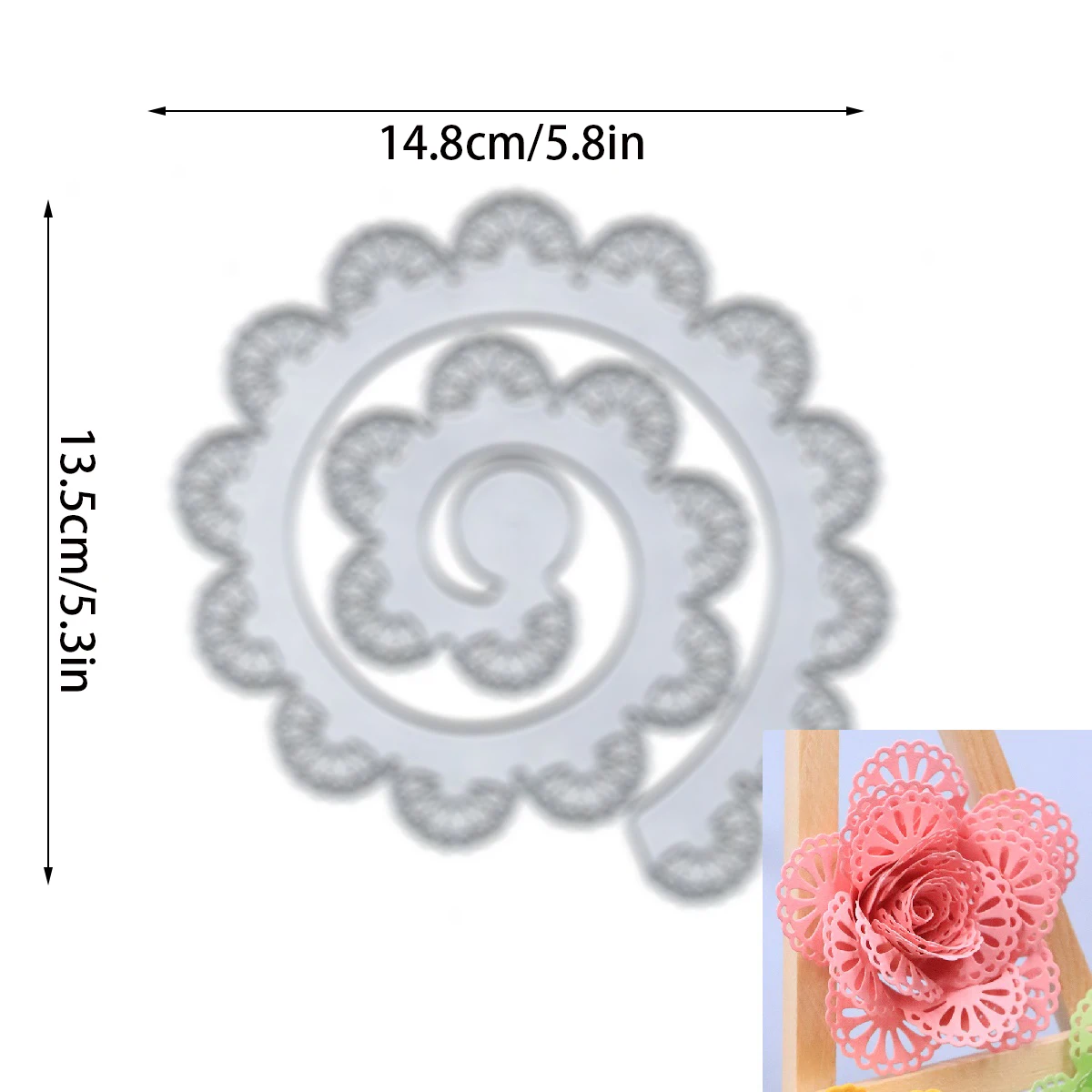 Dwa style dużych spiralnych kwiatów Metalowe matryce do wycinania kartek DIY Ręcznie robione rękodzieło Scrapbooking Flower Die