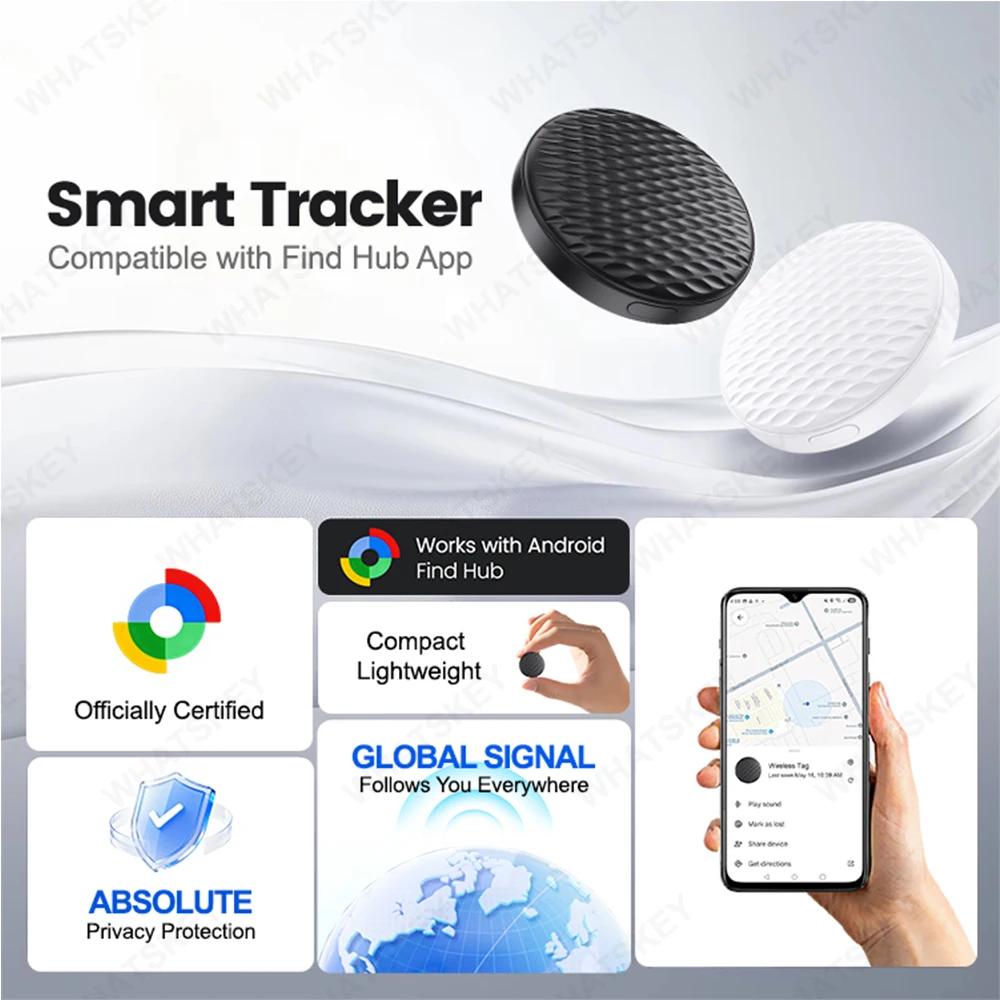 Bluetooth Smart Tracker Tag Works With Google Find Hub Mini Portable Anti Lost GPS Locator For Car Wallet Samsung Android Phones