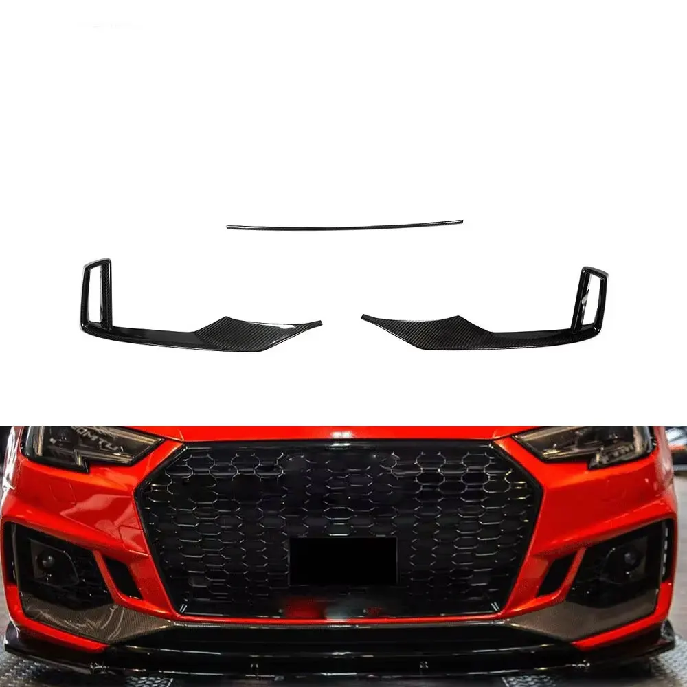 Carbon Fiber Front Bumper Scoop Trims For AUDI RS3 Base Sedan 2.5L 2480CC 2017-2019