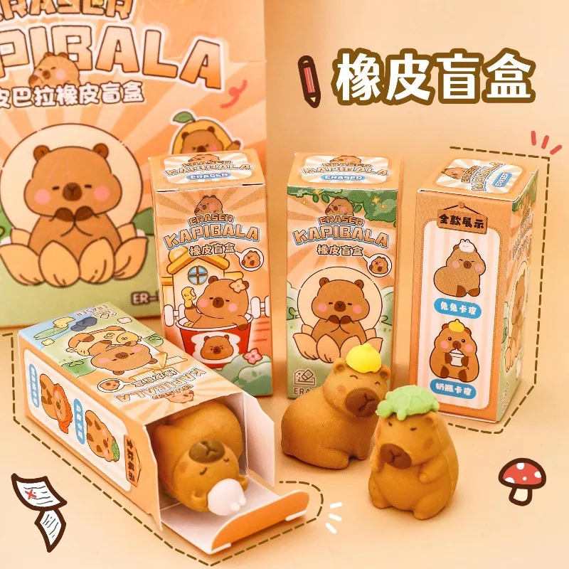 Niedlicher Capybara Blind Box Radiergummi Grundschüler Cartoon Dreidimensionaler Radiergummi Preis Hochwertiger Kapibara Bleistift Radiergummi