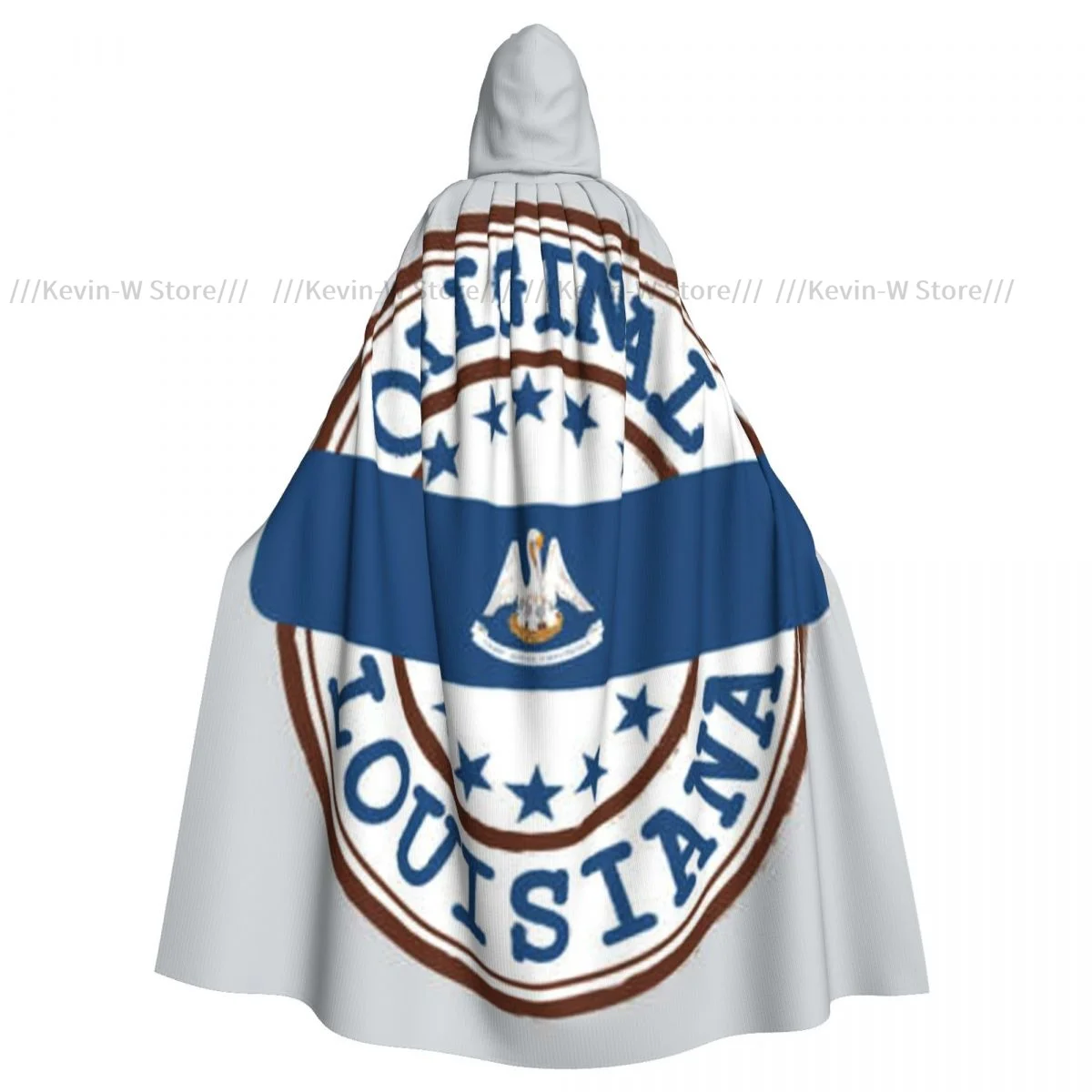 Long Cape Cloak Stamp With Louisiana Flag Hooded Cloak Coat Autumn Hoodies