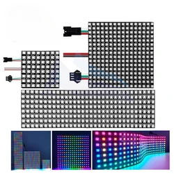 WS2812B RGB Digital elastyczny, indywidualnie adresowany Panel oświetleniowy WS2812 8x8 16x16 8x32 moduł matrycy ekran DC5V 5050 RGB