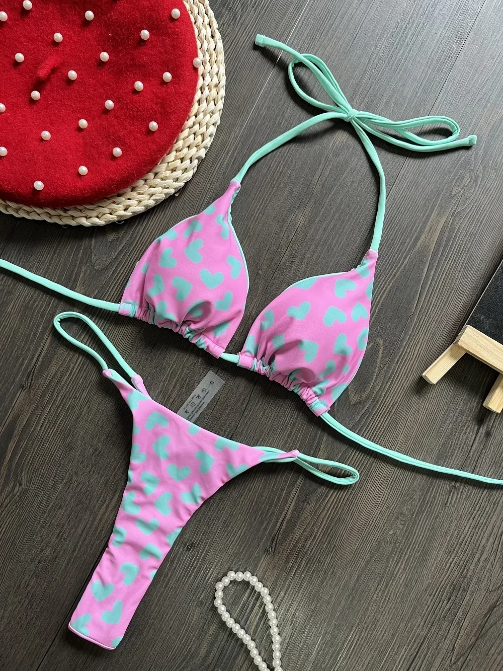 Cute Print Thong Women Swimsuit Push Up Sexy 2023 Bikini Set 2-piece Swimwear Female Beachwear Bathing Suits Biquini